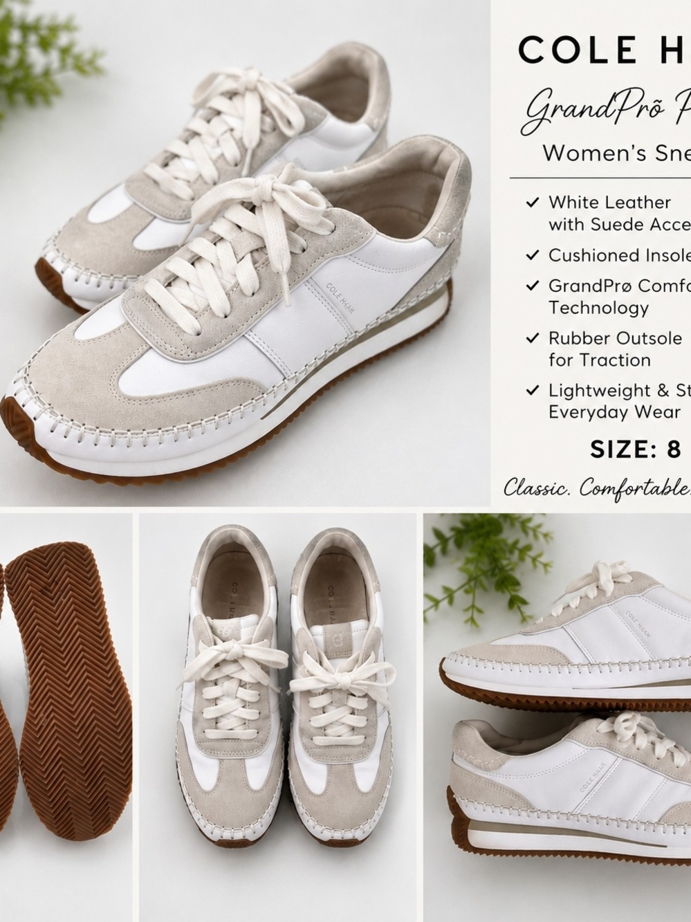 Cole Haan GrandPrø Premier Sneaker White & Beige US 8B